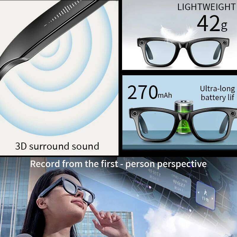Meta Glasses LIGE 2025 Smart Camera Glasses AI Translation Video Bluetooth Call Headphones Voice Assistant Outdoor Sports Sunglasses