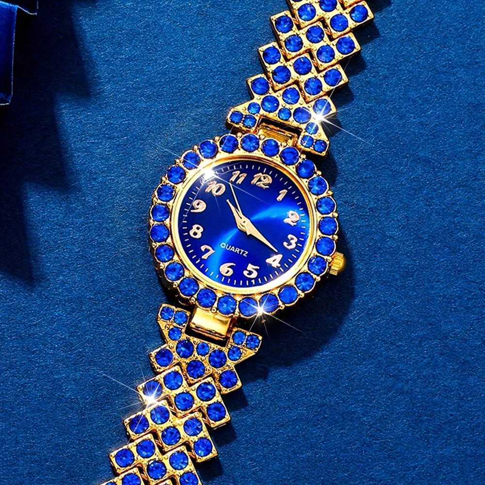 6pcs/set Womens Luxury Rhinestone Quartz Watch Elegant Fashion Analog Wrist Watch Synthetic Gem Jewelry Set Gift for Mom Her W250724