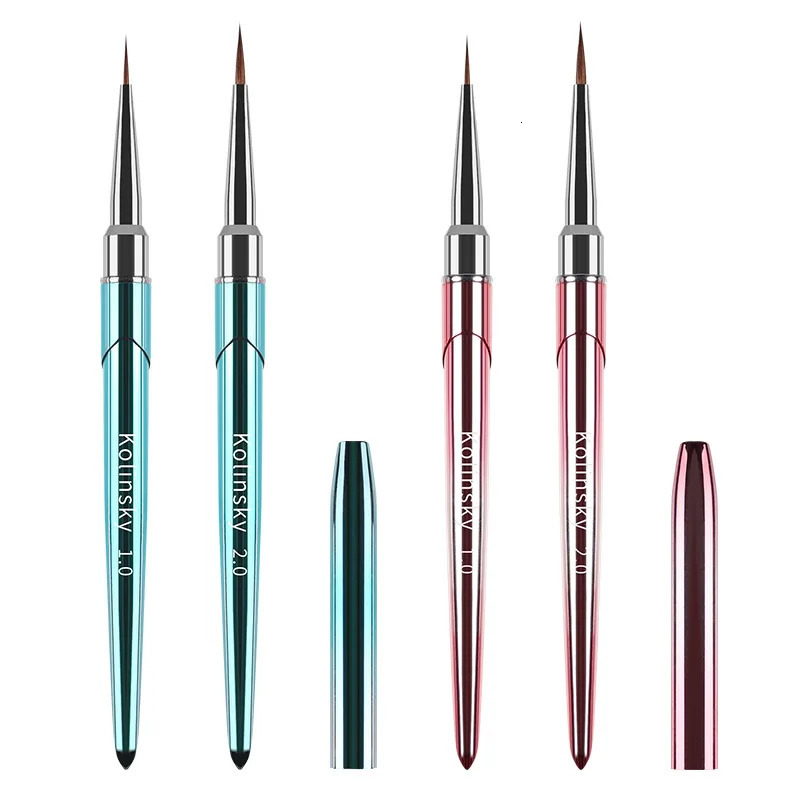 1Pc Metal Handle Kolinsky Nail Liner Brush Nail Painting Pen Acrylic UV Gel Brushes Crystal Manicure Tool Nail Brush 250716