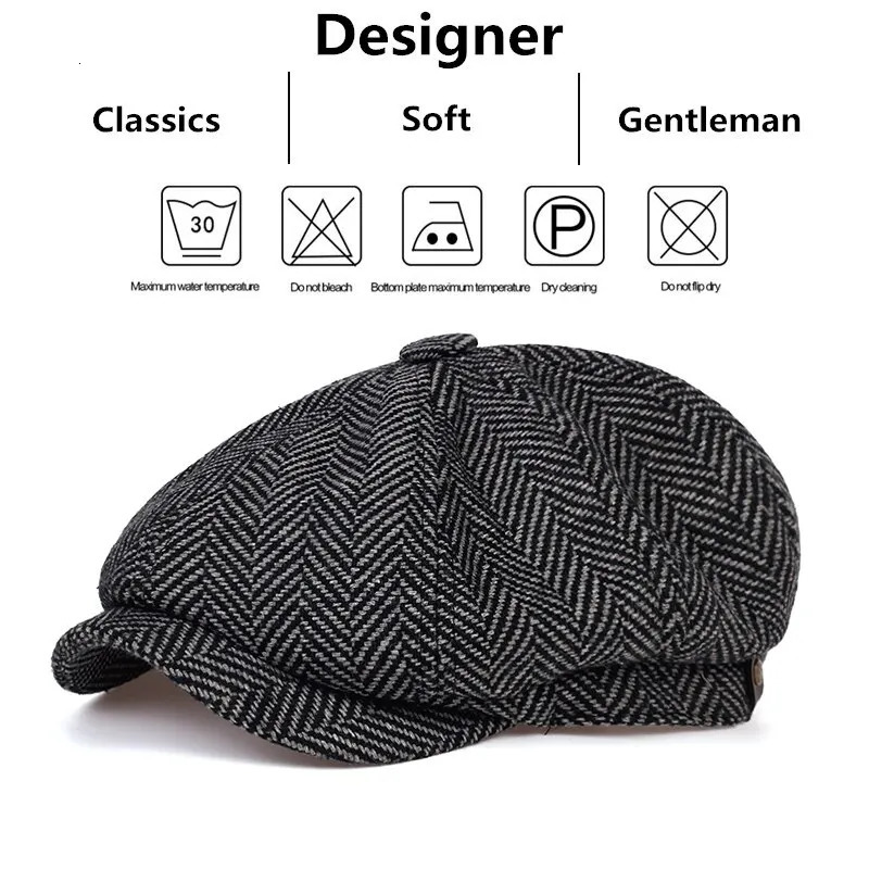 Retro sboy Caps Men British Painters Hats Autumn Winter Berets Herringbone Flat Cap Hip Hop Berets 250723