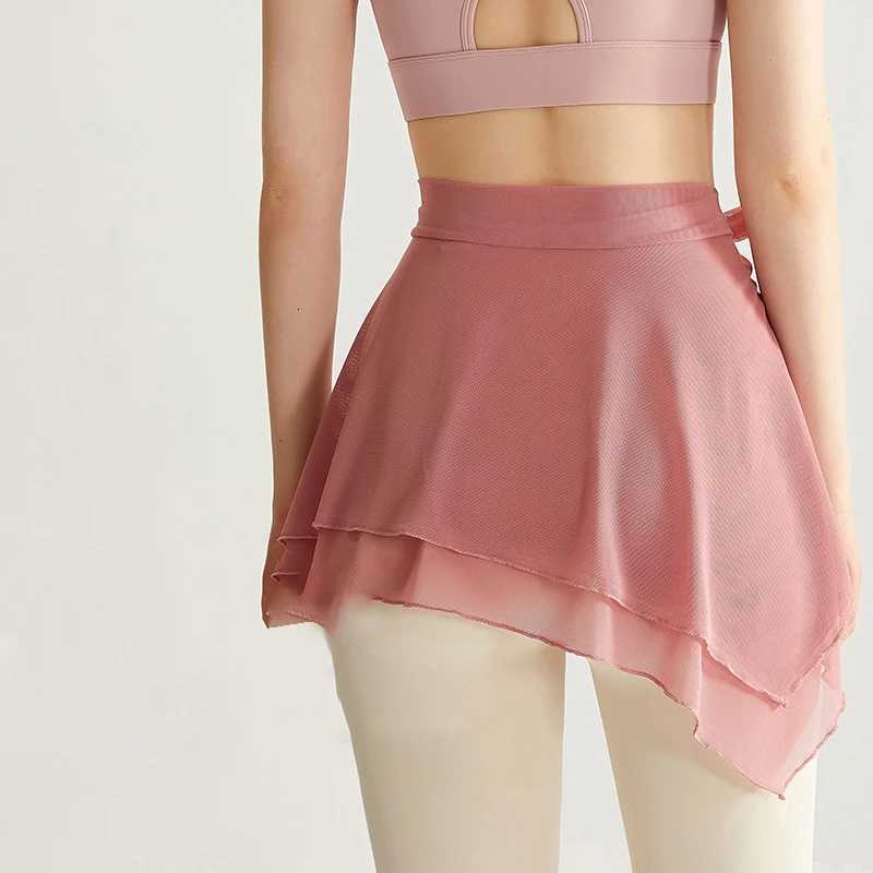 Women Mesh Ballet Wrap Skirt Asymmetric Dance Skate Over Scarf Skirts Solid Color Tutu Dance Skirt for Ballet Yoga Anti-Exposure XJ250724