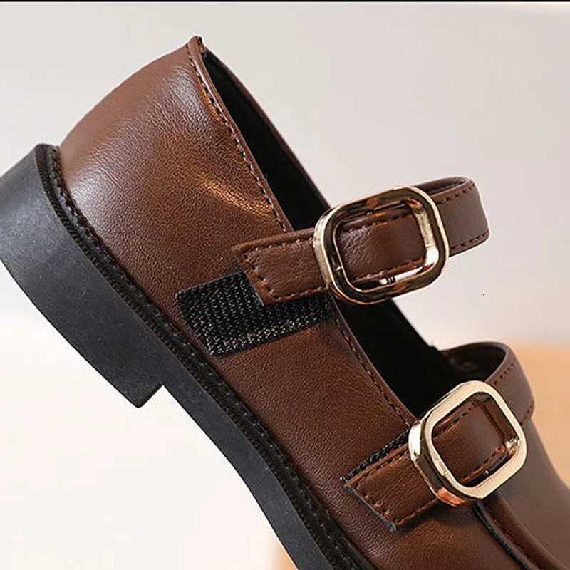 2024 Spring Children Leather Shoes Brown Black White Toddler Girls Flat Shoes Retro Color Elegant Kids School Shoes Girl H07191 XJ250724