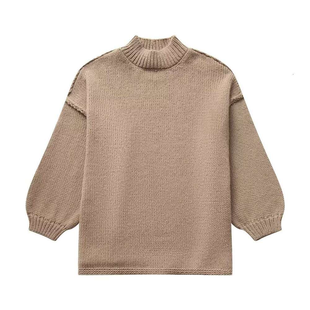 TRAFZA Women's Autumn And Winter New Style Elegant Round Neck Simple Thin Knit Sweater B5