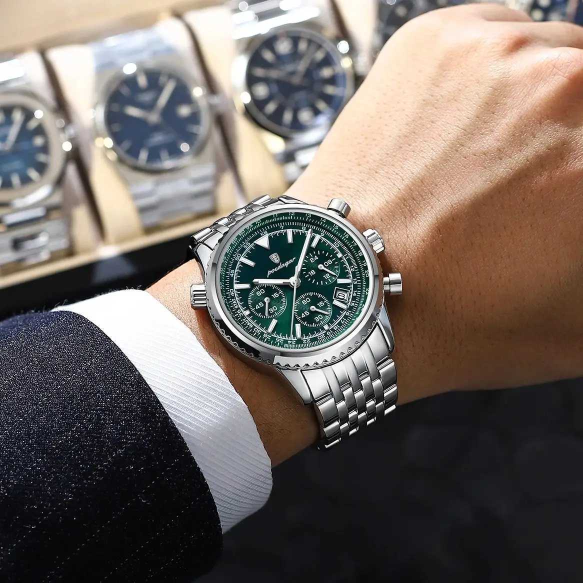 POEDAGAR Luxury Military Men Watch Waterproof Luminous Date Chronograph Man Watch Business Stainless Steel Mens Quartz Watches W250724