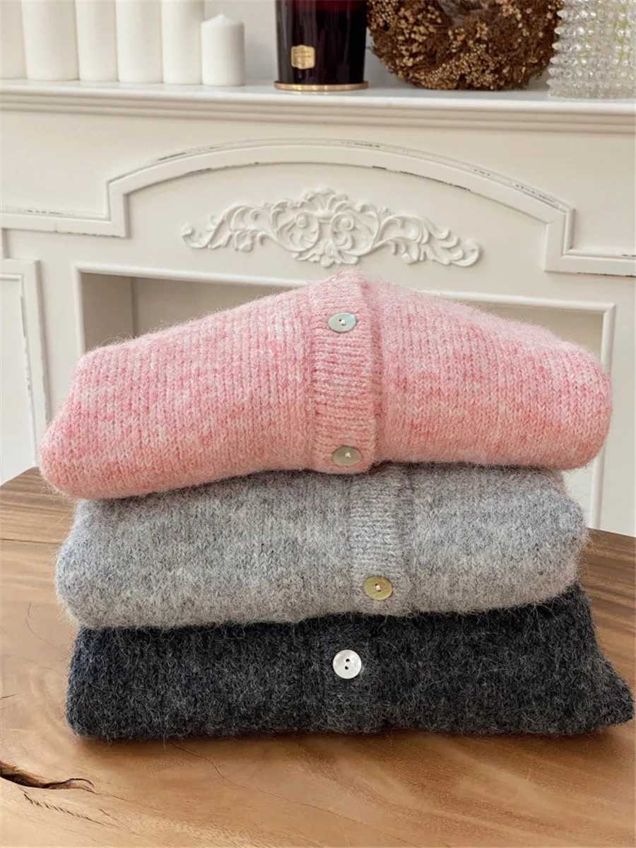 Women Crop Cardigan for Spring Fall Solid Color Crew Neck Long Sleeve Button Down Sweater Female Casual Knitwear for Streetwear X250724