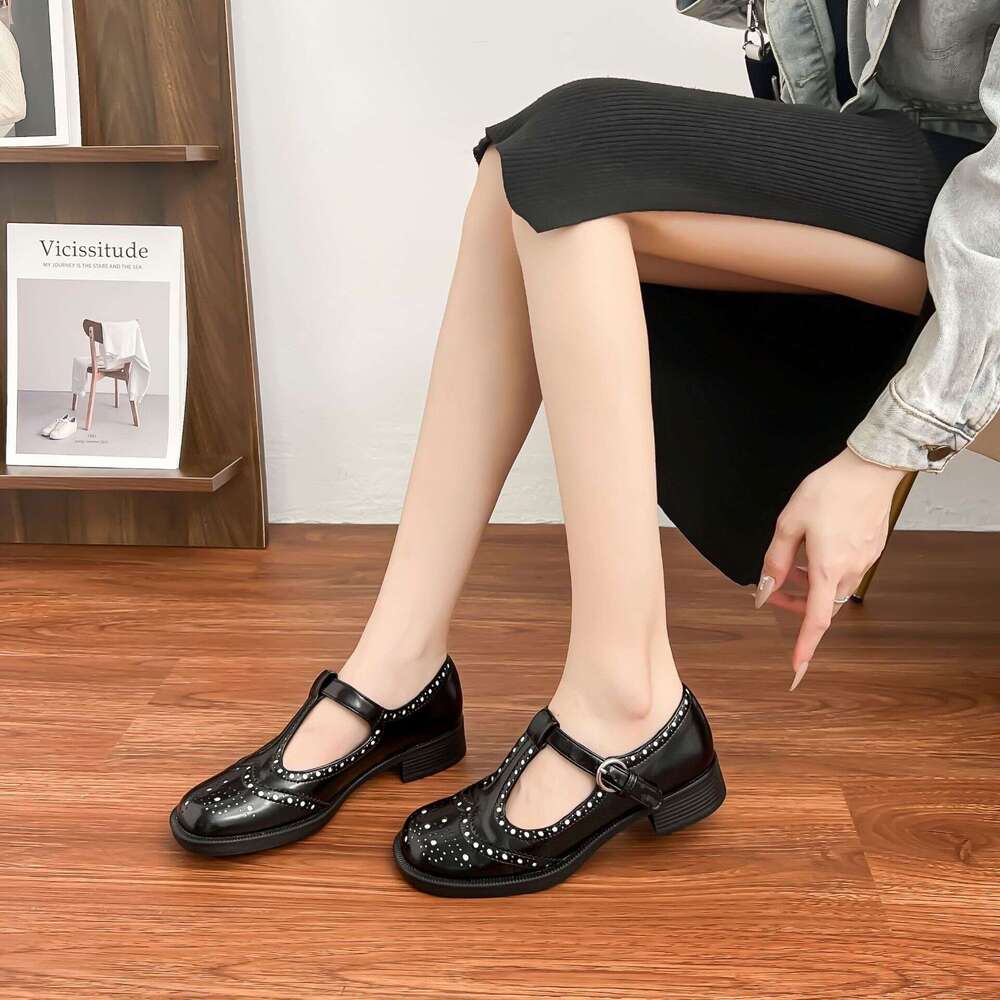 2025 Spring Fashion Single Huizhou Shoes, Mary Jane Studded High Heels, Fashionable Versatile Women's Shoes