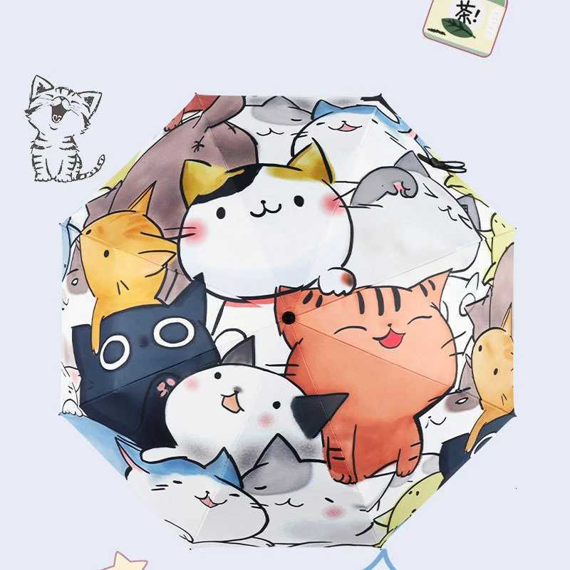 Women Automatic Umbrella Cartoon Cat Claw Automatic Folding Travel Umbrella Black Coating Sunscreen Girls Kids Umbrella Paraguas R250724