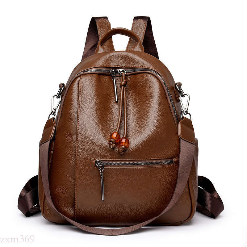 New Style High-End Soft Leather Commuting Versatile School Bag Women's Large Capacity Backpack