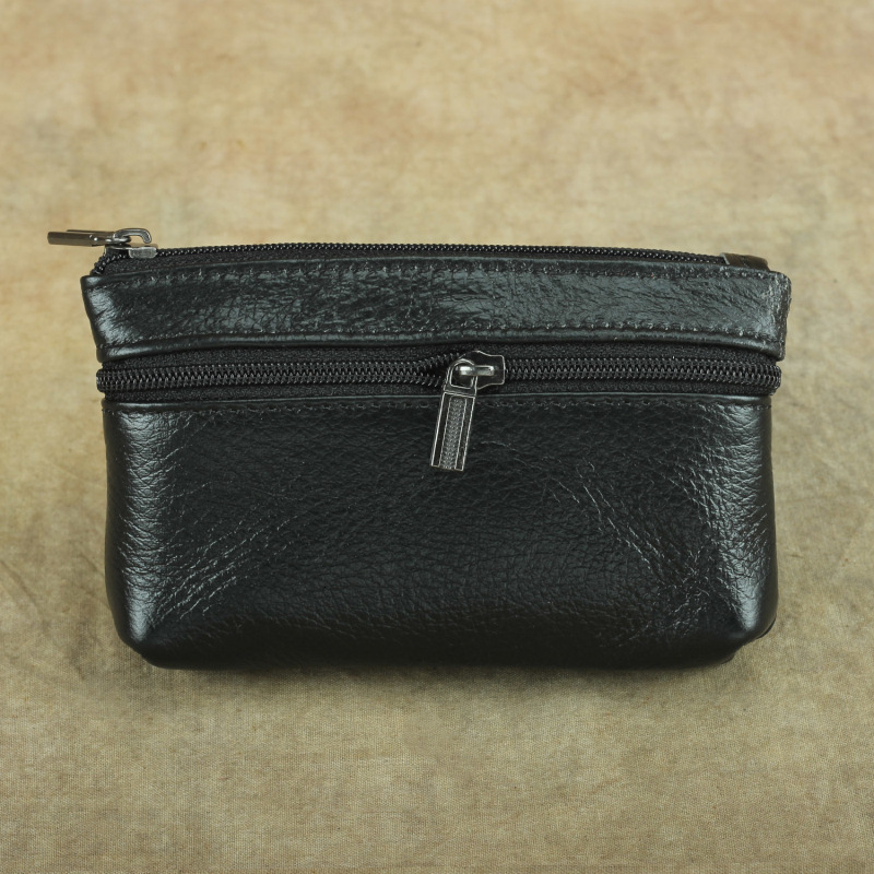 Free Shipping Designer Bag, Genuine Leather Coin Wallet, Bus Booth, Double-layer Zipper, Cowhide, Handheld Coin Storage Bag, Large Size