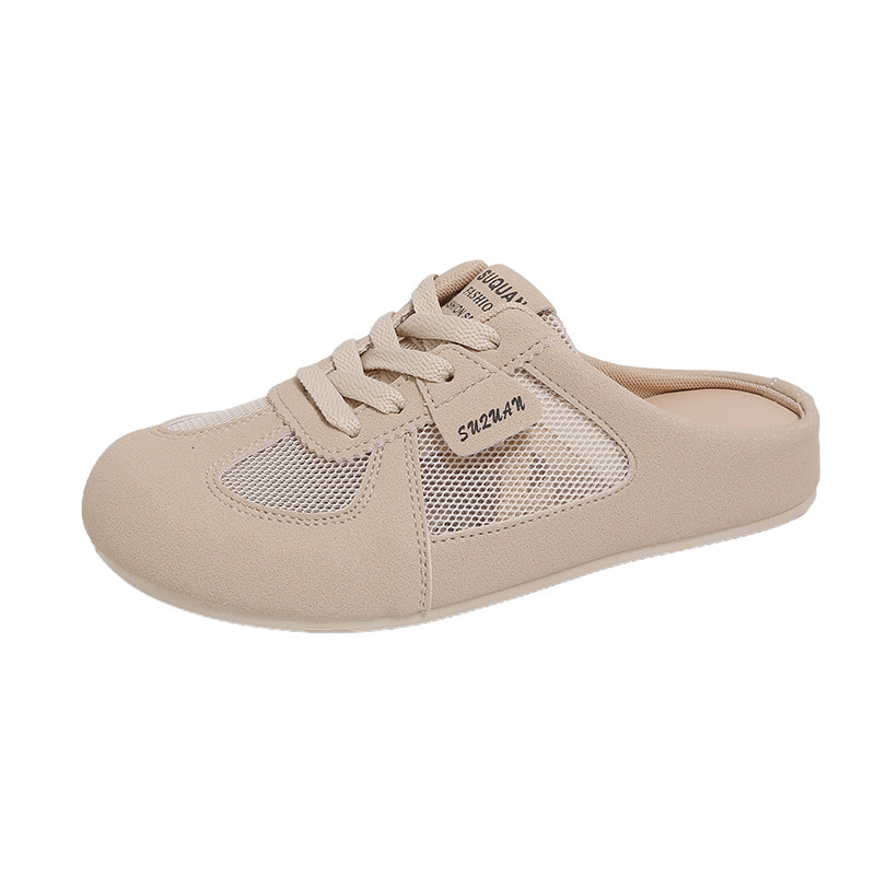 Korean Style Forrest Gump Training for Women 2025 Spring New Closed-Toe Slip-On White Shoes Lazy Half Slippers K3903 ddmythur