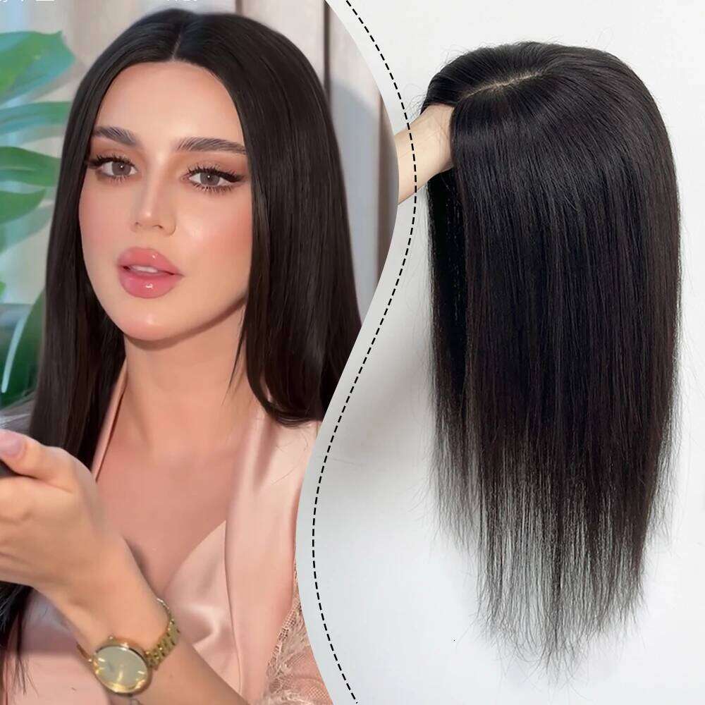Full Hand Made Virgin Straight For Women Human Topper Hair Piece with Clips
