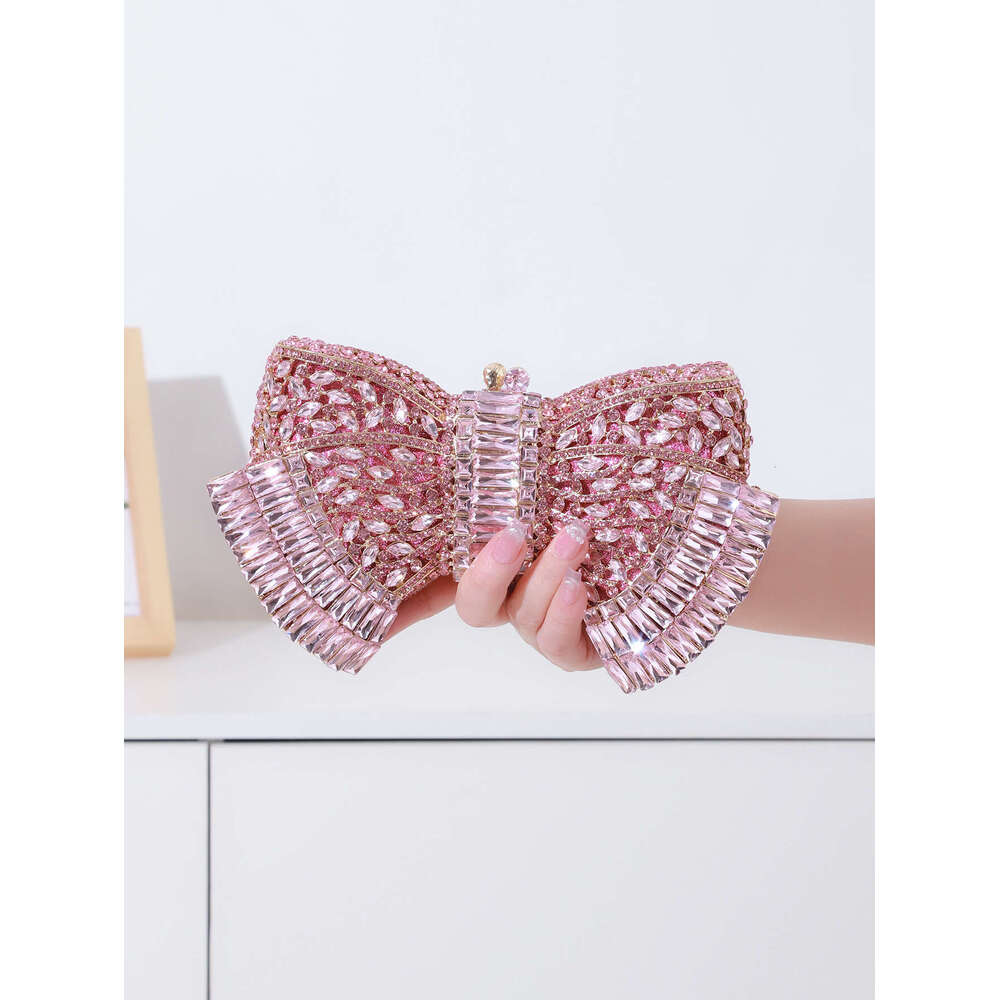 Designer Luxury Evening Diamond High-end Luxury Heavy-duty New Style Evening Bag Bowknot, Inlaid Diamonds, Handbag for Women with Rhinestone Chain