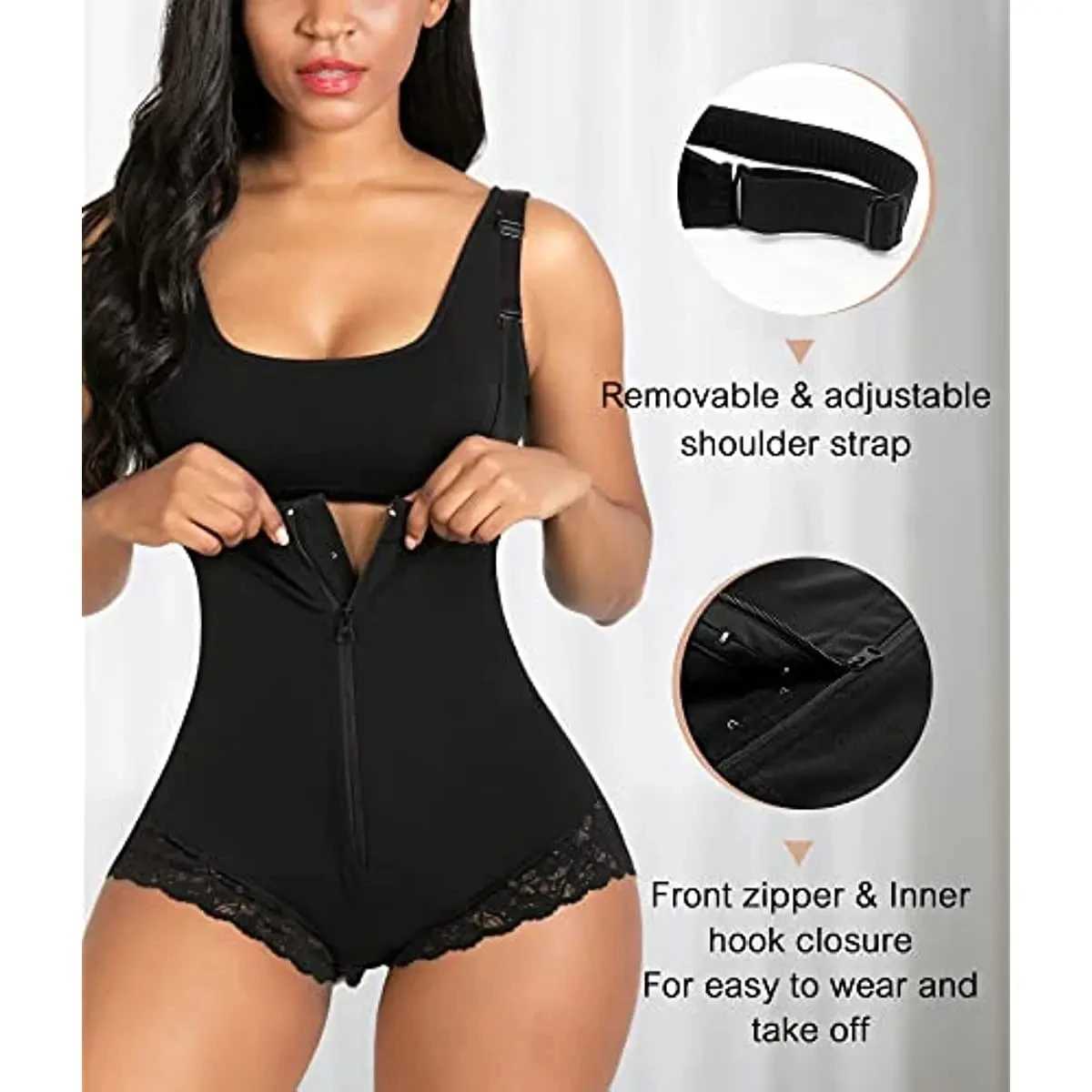 Colombian Shapewear High Quality Shape Jumpsuit with Front Zipper and Hook Double Compression Belly Corsets Consecutive Rows W250724