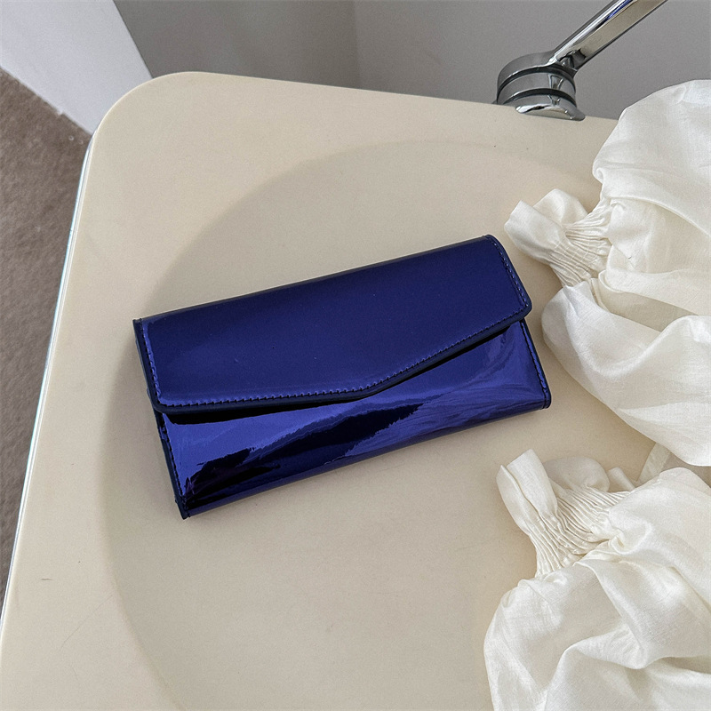 Free Shipping Designer Bag New Korean Style Long Women's Wallet Card Clip Student Wallet Fashionable And Elegant Solid Color Glossy Handbag