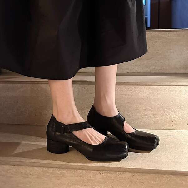 Designer Autumn New Ballet Soft Sole Chunky Heel Single Women Fashion Outdoor High Heels French Style Women's Shoes