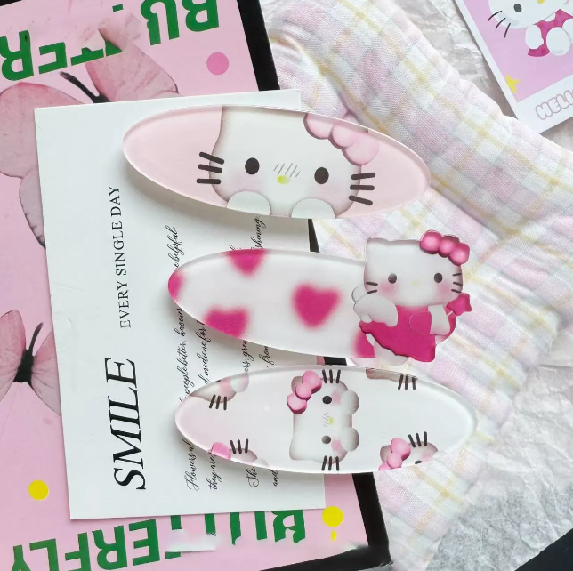 Cute Cartoon Kitty Cat Hairpin Korean Girl Sweet Elliptical Side Bangs Student Headband Versatile Hair Accessory