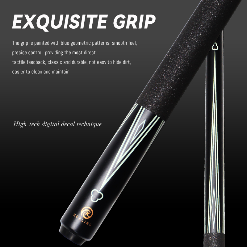 OKHEALING 1/2 Split Pool Cue Billiard Stick Black Glass Fiber Billiard Cue 12.9mm Black Pigskin Tip 5/16*18 Joint 1474mm/58inch Total Length 19-20oz W
