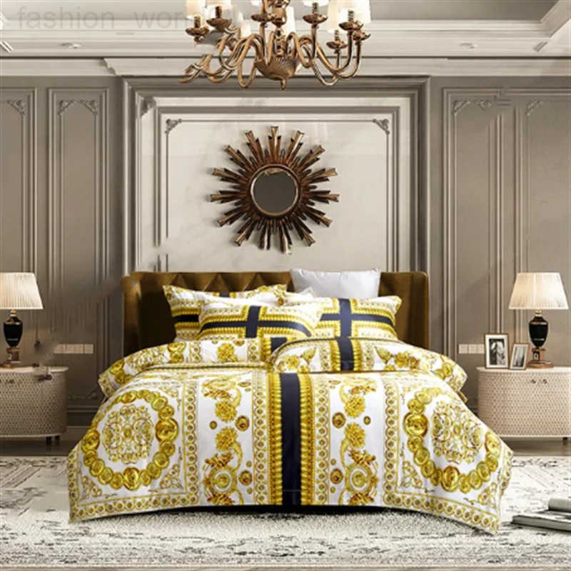Luxury Modern Style Digital Printing Cotton Fabric Bedding Set Duvet Cover Linen Fitted Sheet Pillowcases Home Textile X250724
