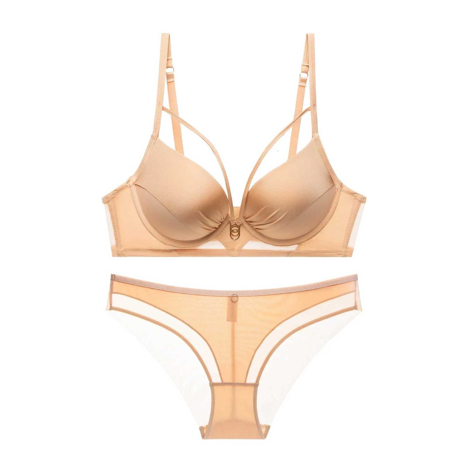 Skeleton Solid Color Plus Size CD Size Lingerie Suit Push-Up Bra Set Adjustable Brassiere With Comfort Panties W250724
