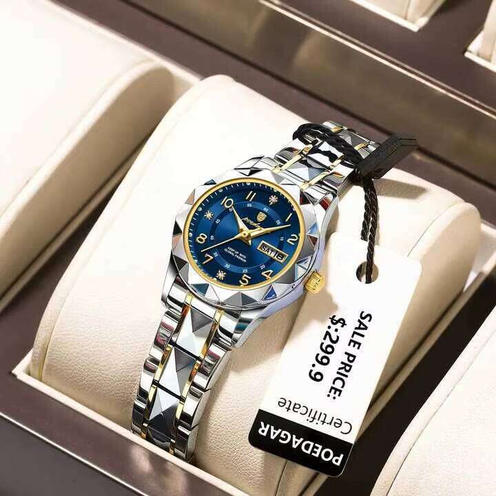 DHwatches POEDAGAR Ladies Dress Watch Luminous Waterproof Week Date Woman Wristwatch Stainless Steel Women Quartz Watches