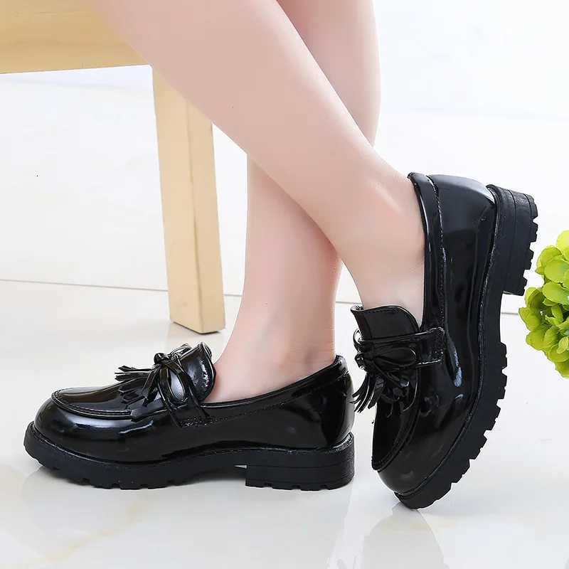Girls Performance Leather Shoes Bow-knot with Tassels Chic Princess Loafers Slip-on Kids Flats for Wedding Par Children Shoes XJ250724