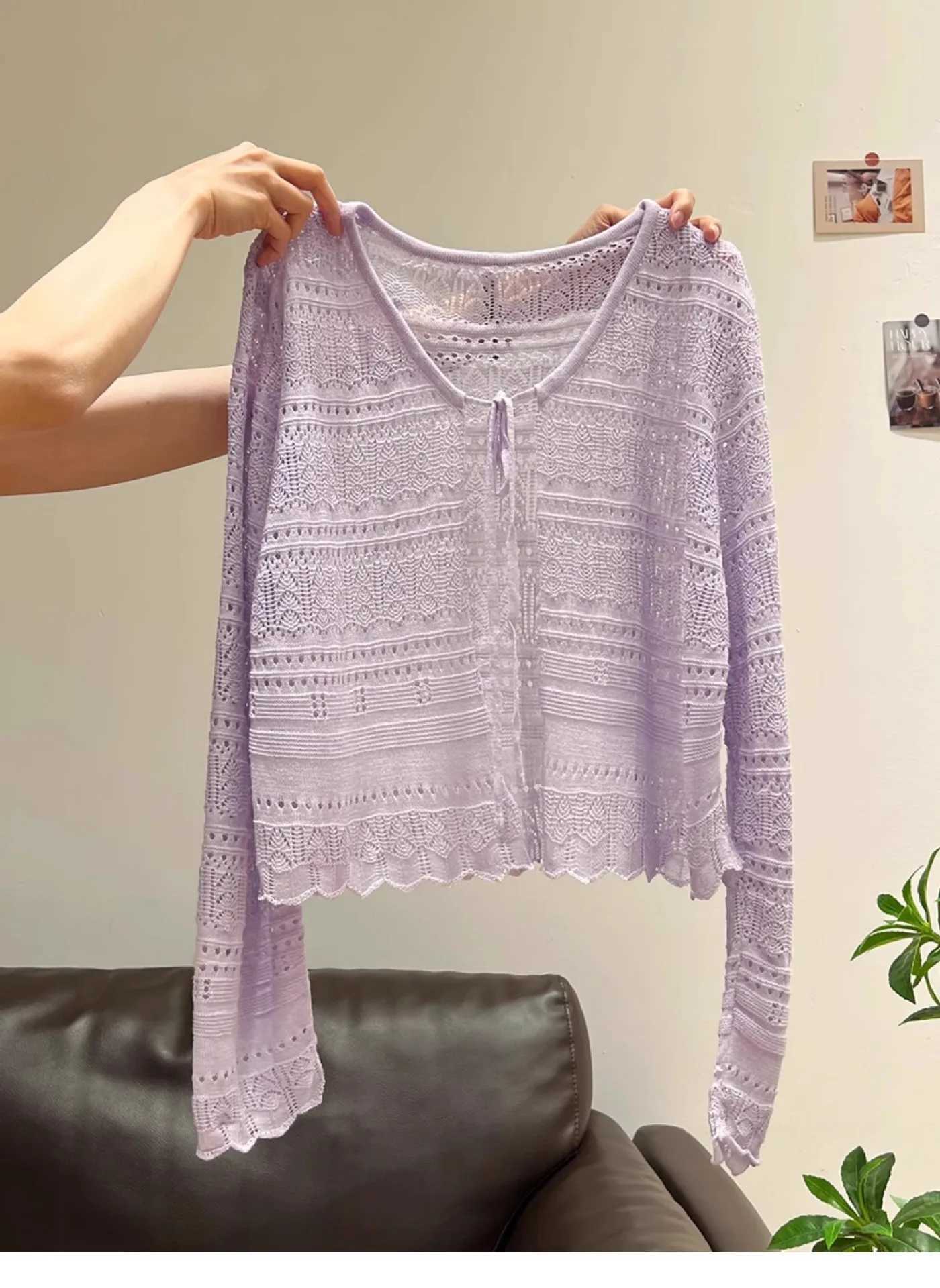 Summer Sunscreen Knitted Shirt Women V-neck Long Sleeve Lace Up Knitting Coat Casual Fashion Female Thin Sunproof Cardigan X250724