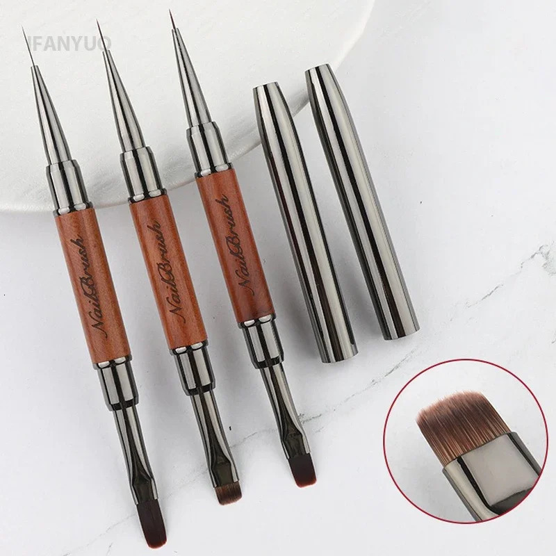 Double-end Nail Pen Brush Glue Potherapy Pen UV Gel Liner Brush Ultra Thin Acrylic Nail Art Painting Manicure Brushes Tool 250716