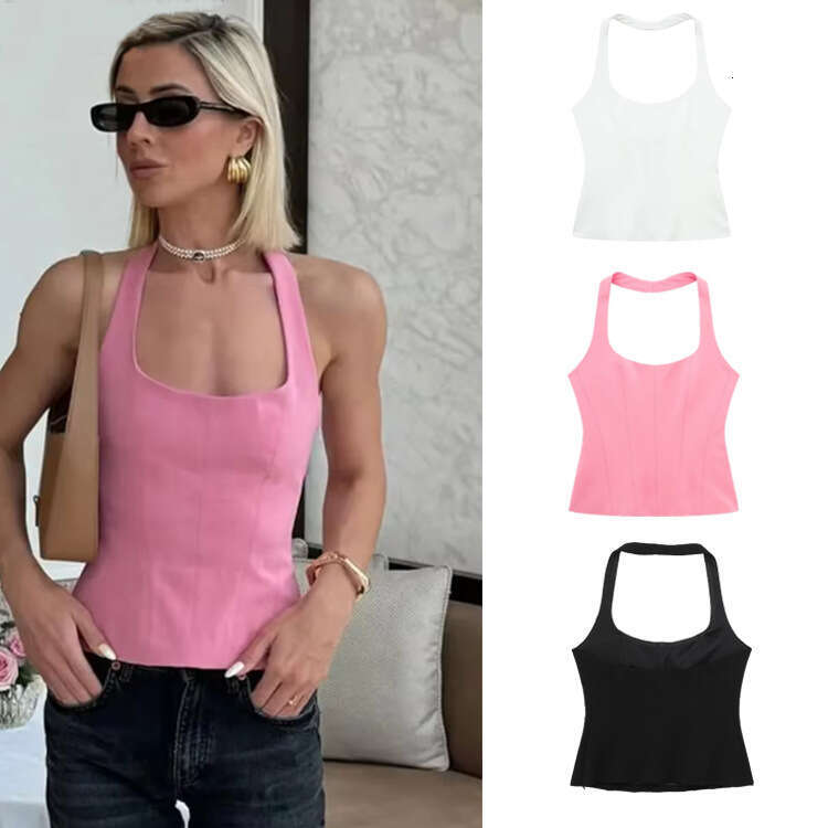 TRAFZA Summer New Women's Backless Style Halter Neck Tank Top B5