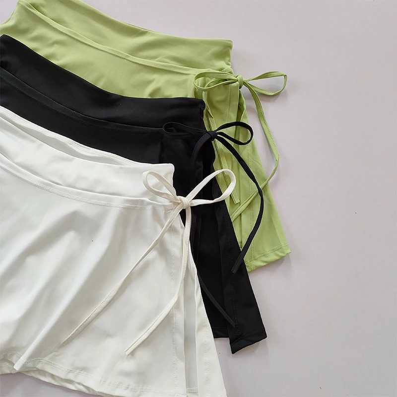 Sports Yoga Skirt Badminton Tennis Skirt Pants Half-body Quick Drying Pocket Skirt Side Split Strap Skirt Pants For Outwear XJ250724
