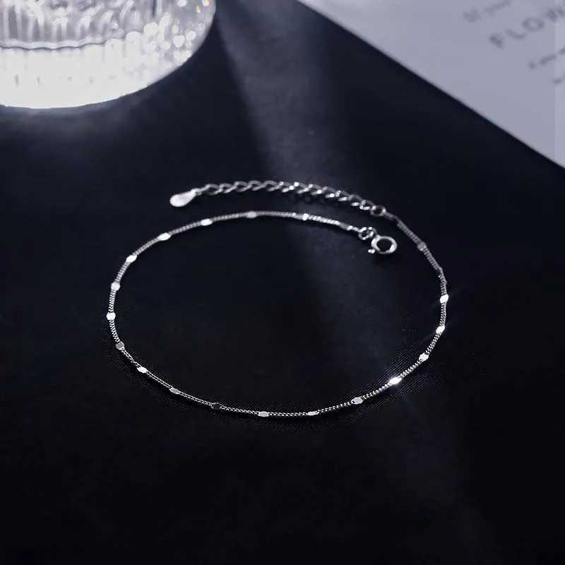 Exquisite Sparkling Small Square Transport Beads Anklets Bracelets for Women Fashion Simple Beach Thin Chain Party Jewelry Gifts S250724