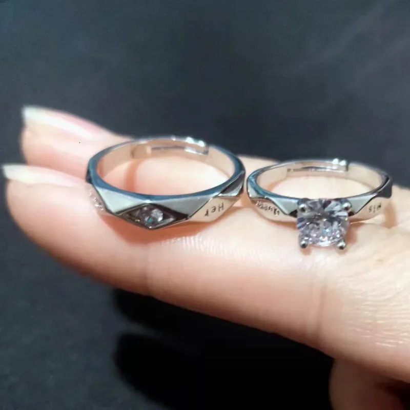 Trendy Couple Love Token Ring with Letter His Queen Her King Engraved Wedding for Women Men Finger Rings 250704