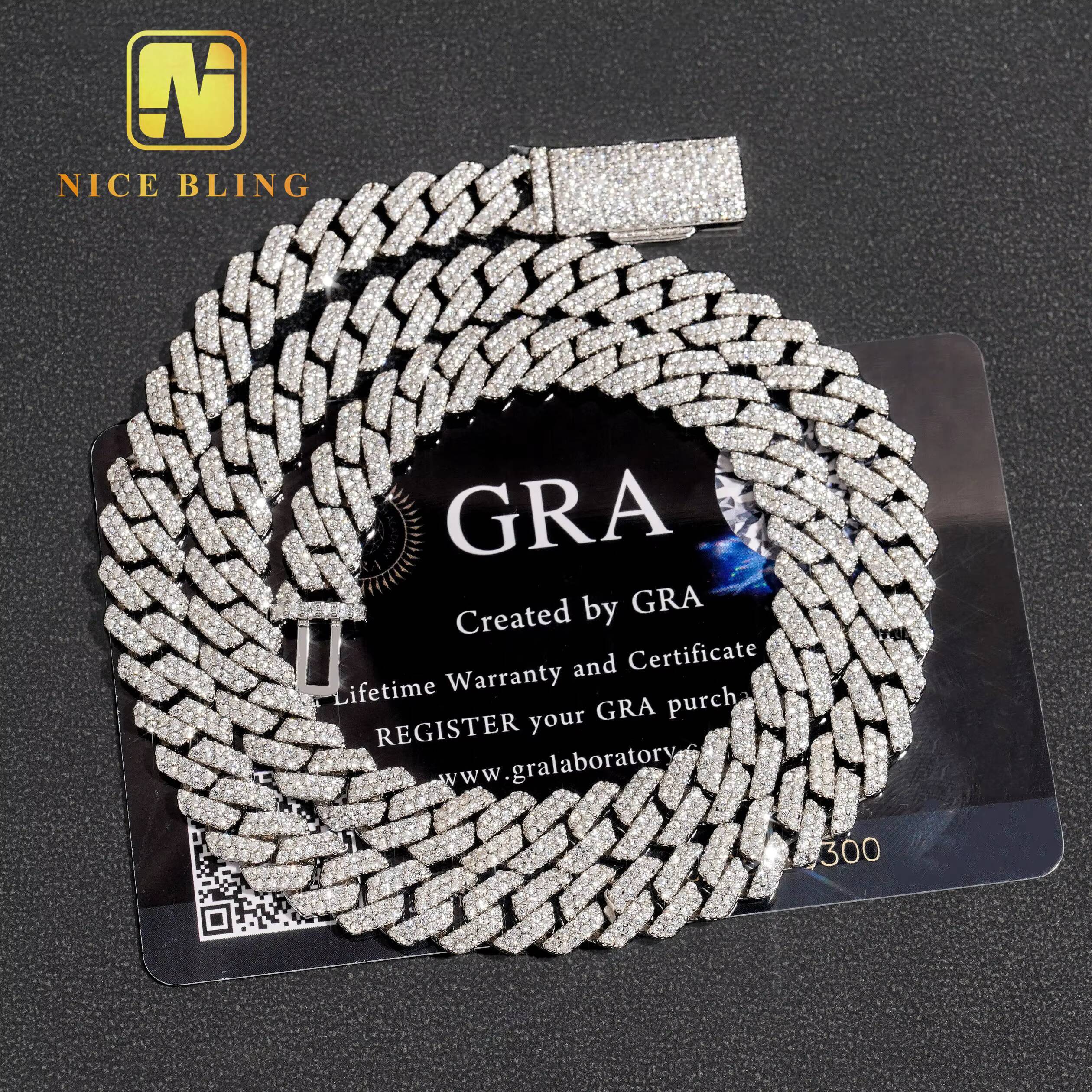 Stocks Hot Selling 8MM 925 Sterling Silver Gold Plated New Arrivals Hip Hop VVS D Color Moissanite Cuban Link Chain