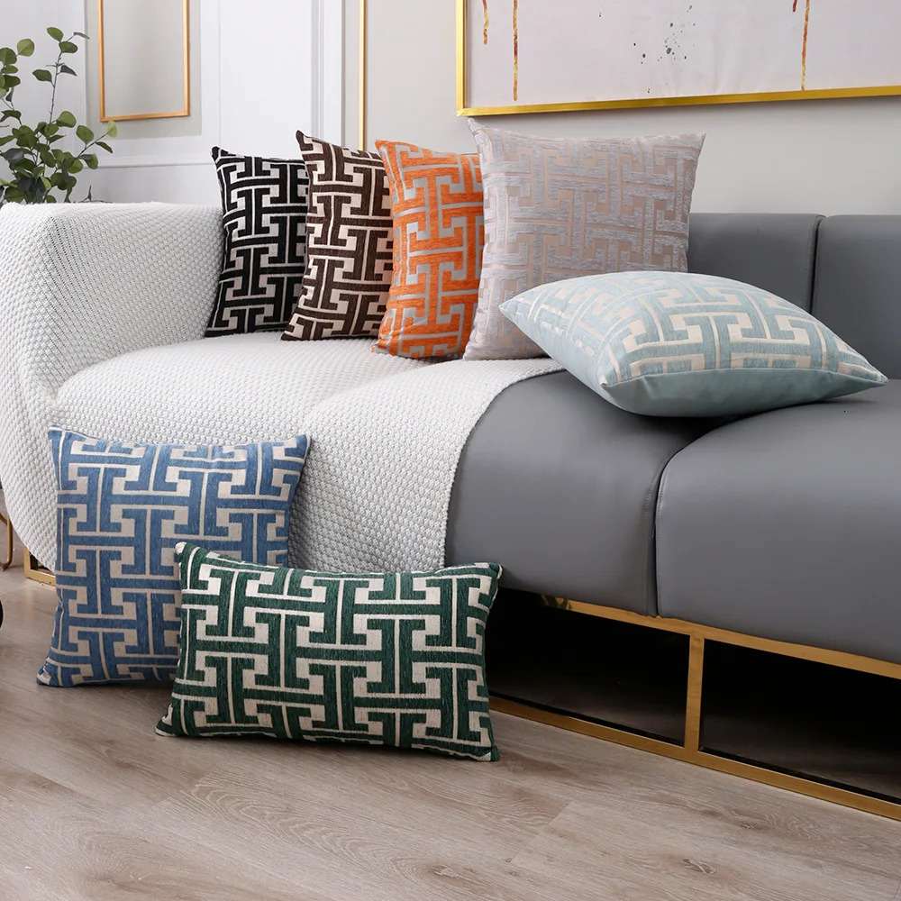 Luxury Jacquard Pillow case Geometric Patterned Sofa Lumbar Pillow Covers For Spring Summer Autumn And Winter Seasons 250724