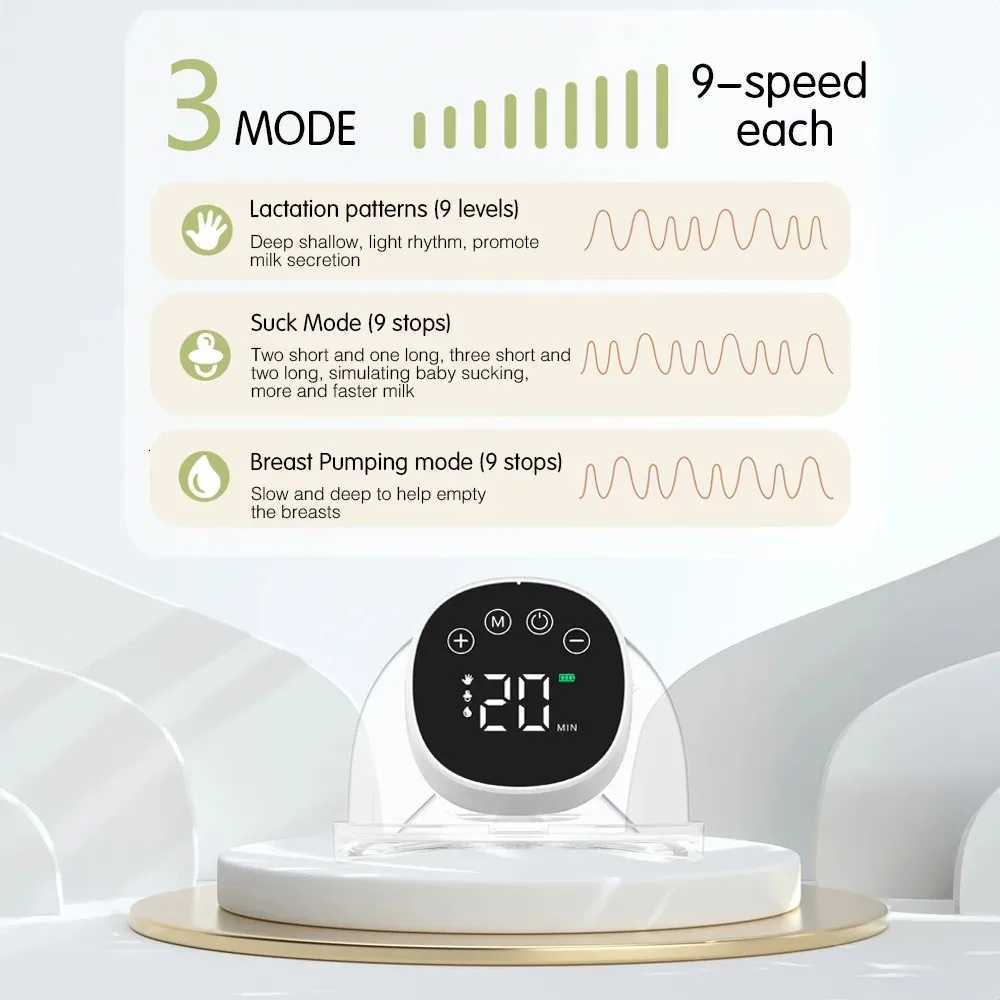 2024 Wearable Hands Free Electric Breast Pump Silent Invisible Portable Milk Extractor 3 Modes Breastfeeding Milk Collector X2507241