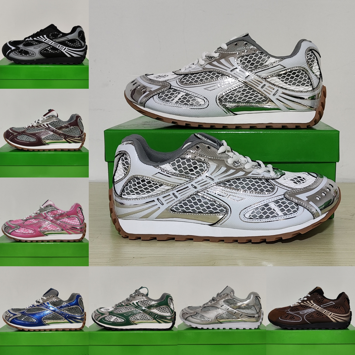 Designer Sneaker Mens Mesh Trainers Womens Lace up Lightweight Breathable Outdoor Sports Running Shoes Silver Pink White Black Red Eu 35-46