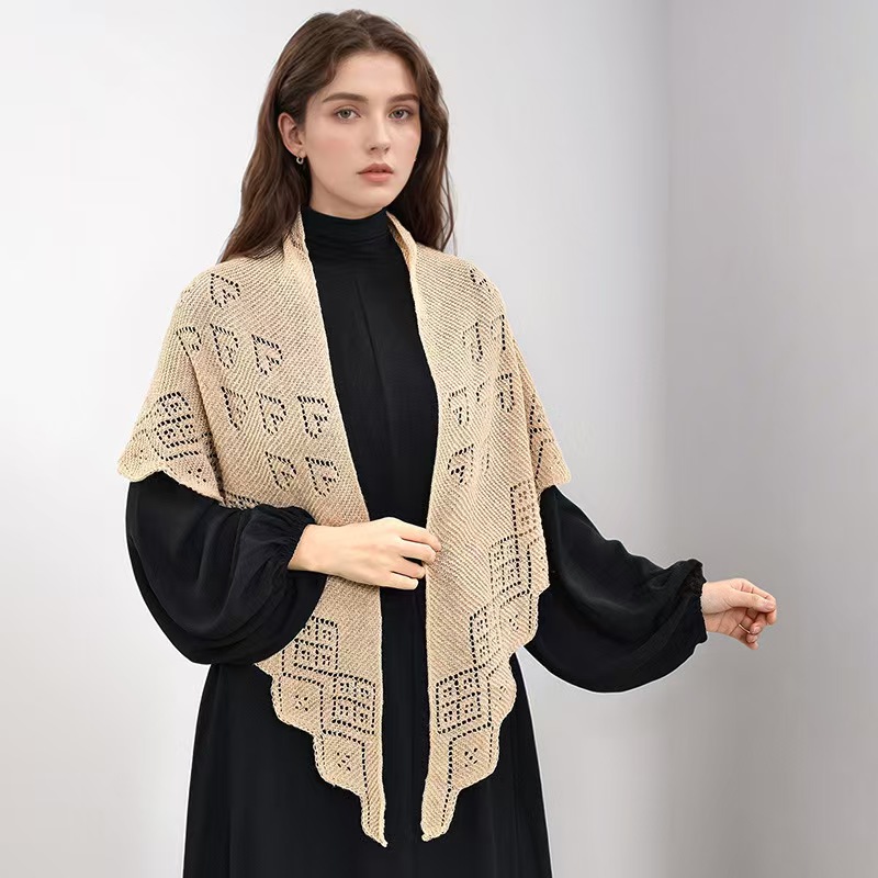T1300 new spring and autumn fashion love knitted shawl outer wear ladies warm plaid hollow triangle scarf waistcoat scarf
