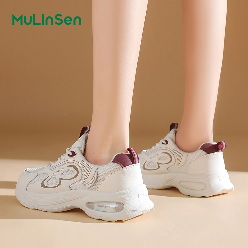 Mulinsen summer dad shoes for women 2025 new mesh breathable sports shoes for small height casual Forrest Gump shoes