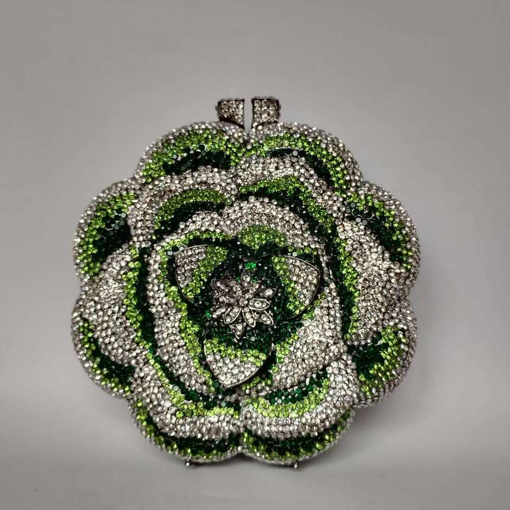 Designer Luxury Evening Diamond Xiyuan Evening Banquet Round Flower Full Women's Inlaid Diamond Clutch Wedding Bag