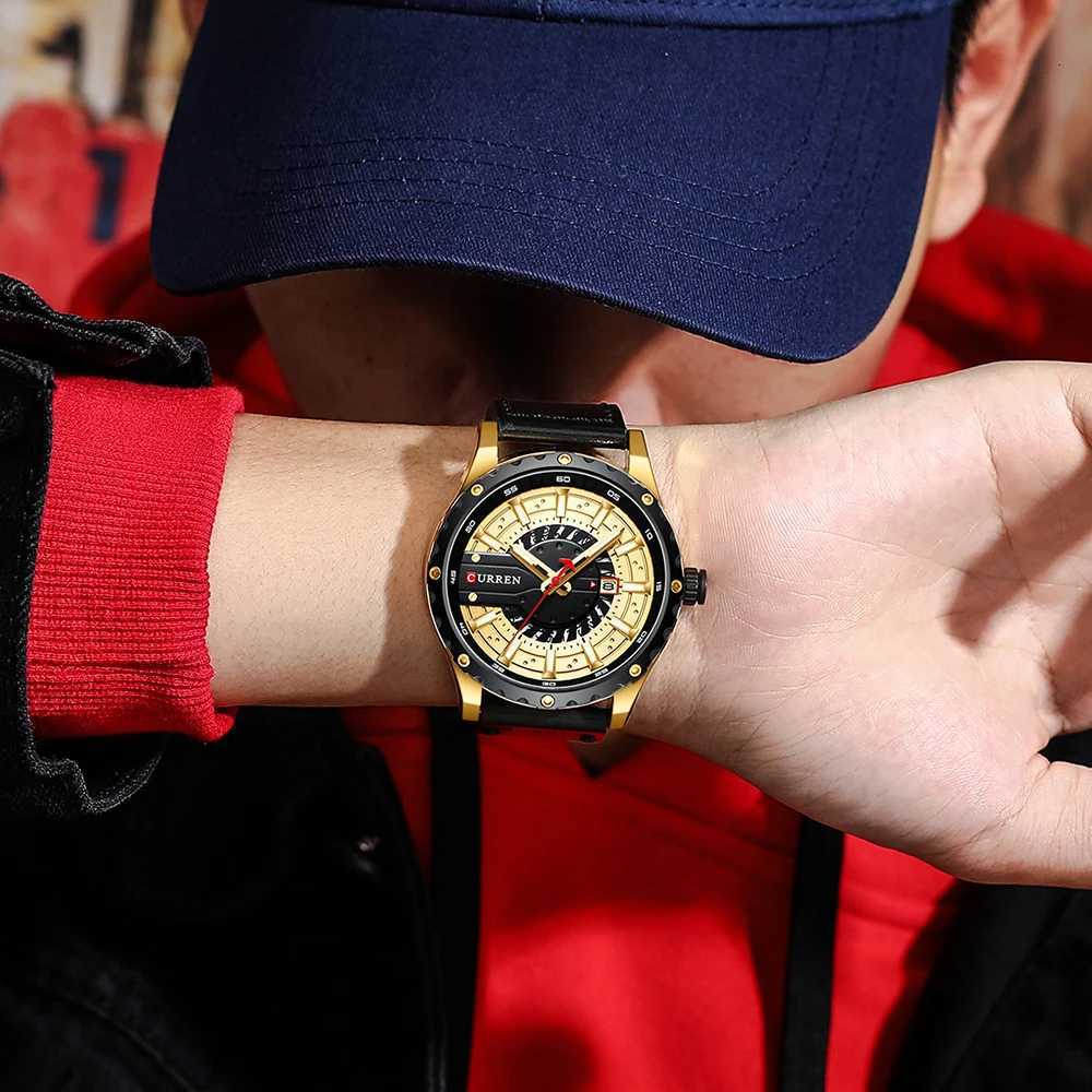 CURREN Watches Top Brand Fashion Leather Wristwatch Casual Quartz Mens Watch with Box New Chic Clock Luminous Hands W250724