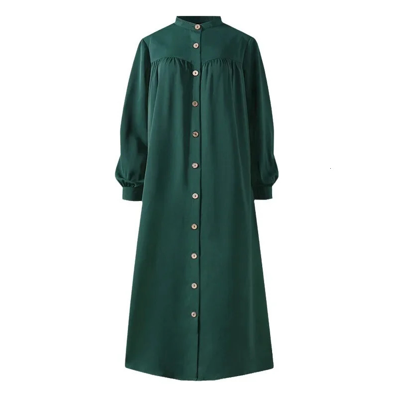 Autumn Casual Elegant Womens Stand Collar Long Sleeve Cardigan Dress Large Movement Type For Factory Wholesale 250724