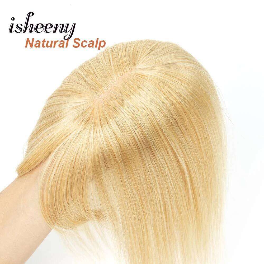 Blonde Real Human Topper 20-35cm Natural Straight Piece 8x12cm Hair Net With Bangs Black Brown 10 Colors for Women