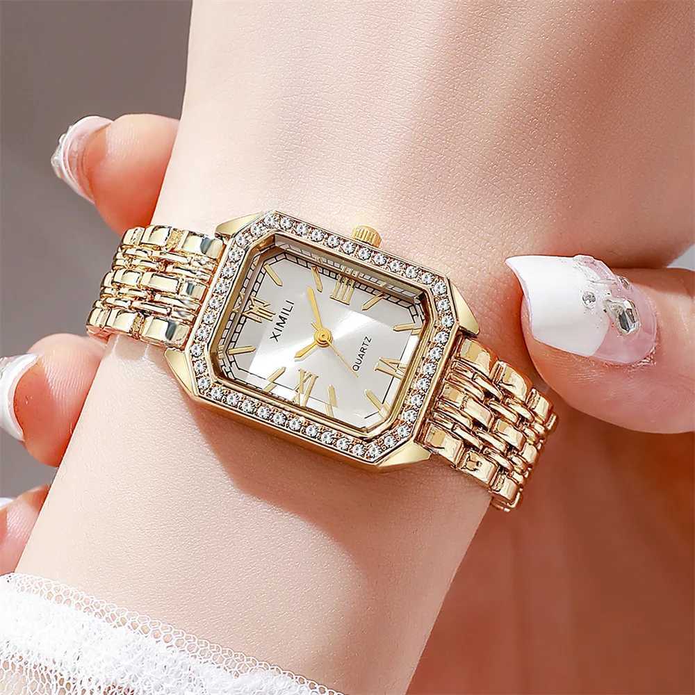 2025 Light Luxury Brand Watch Women Business Simple Diamond Gold Watches Casual Female Student Fashion Quartz Clock Wristwatches W250724