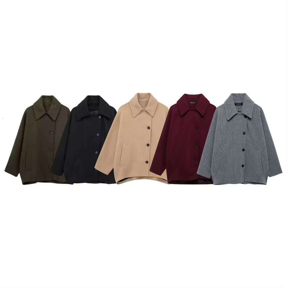 Autumn Winter New Women's Wool With Turn-Down Collar Loose Shearling Coat B5