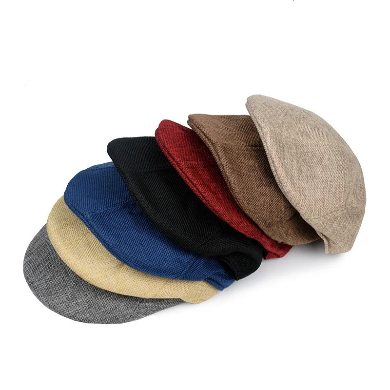 Cotton and Linen Solid Color Thin Beret Sports Hat Fashion Hat Breathable Hat sboy Hats Sun Hat 250723