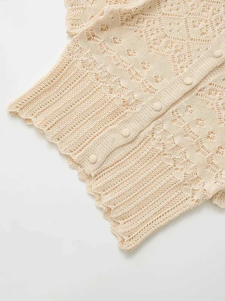 European and American style new short-sleeved knitted sweater for women in summer French hollow hook flower small cardigan top X250724