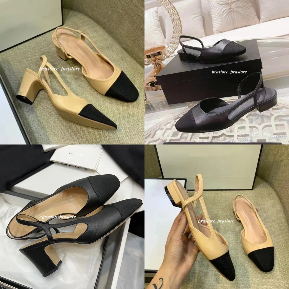 Ballet Flats Slingbacks Sandal High Heels Ballet Shoes Woman Party Chunky High Heel Letter Bow Designer Sandal size35-42