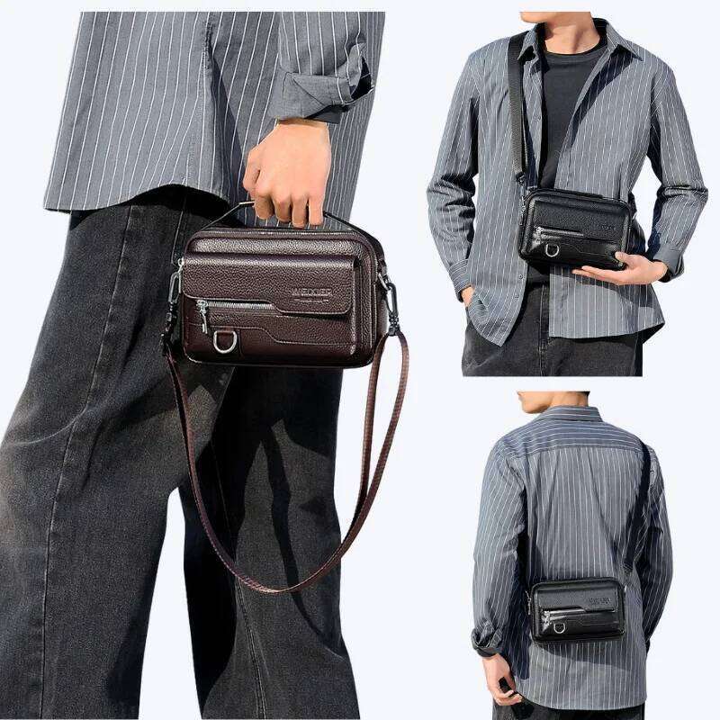 Men Shoulder Bag PU Leather Waterproof Crossbody Messenger Bags with Flip Cover handbag Sac pour homme