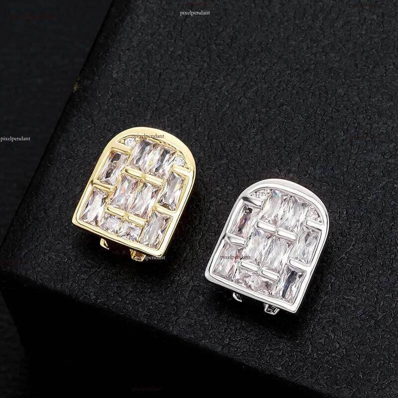 Gold Sier Bling Iced Out CZ Grillz Dia Grills Tooth Cap Hip Hop Dental Mouth Teeth Braces for Men Women
