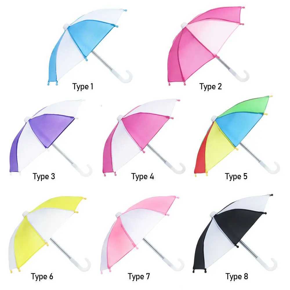 18 Inch/43CM Toy Kids Rainbow Colors Mini Rain Gear Colorful Doll Umbrella Color Matching Patch Dollhouse Accessories R250724