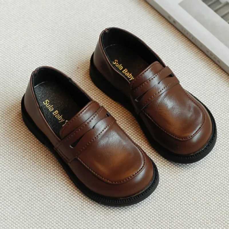 2-8Y Childrens British Leather Shoes Spring New Versatile Comfortable Boys Girls Black Single Shoes Retro Soft Leather Shoes XJ250724